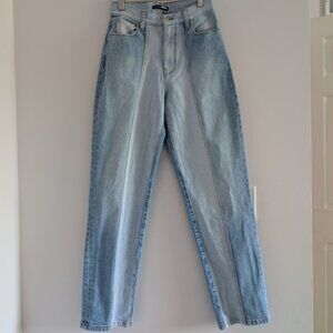 3/$30 Stitch detail faded jeans - high waist - straight leg